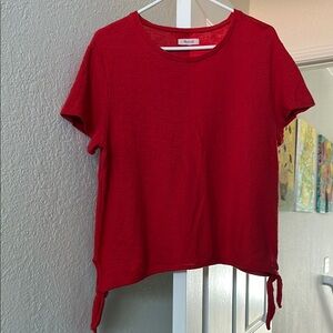 Madewell Red Tie Front Short Sleeve Tee